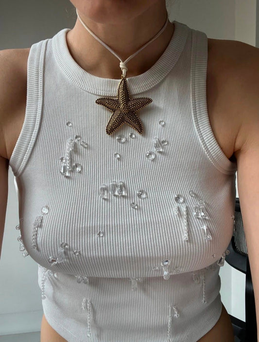 Tear drop crystal top