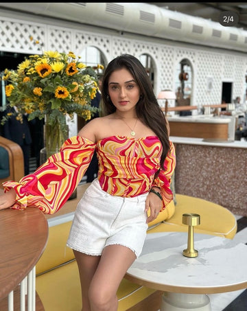 Marble print corset top