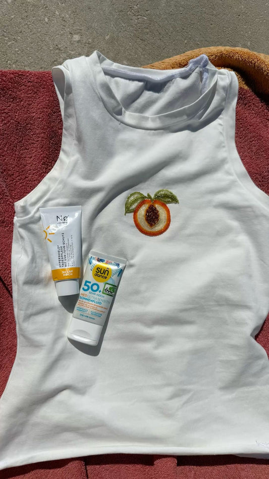 Peach applique top