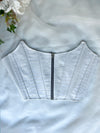 White crocodile zip leather corset