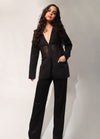 Adele Regain Black Mesh Blazer Corset Top and Pant
