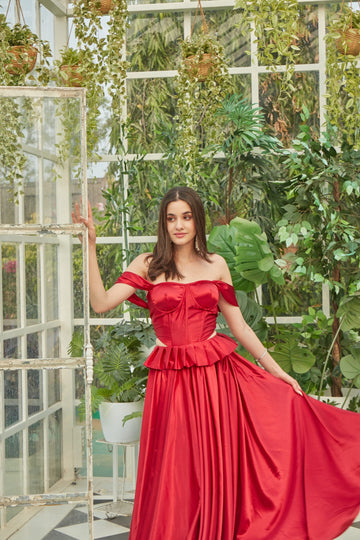 Red lehenga with Corset