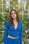 Blue Blazer Corset Top