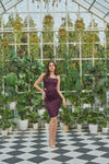 Alaya Purple Velvet Satin Corset Top
