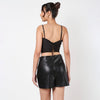 Black Mesh Pleated Corset Top