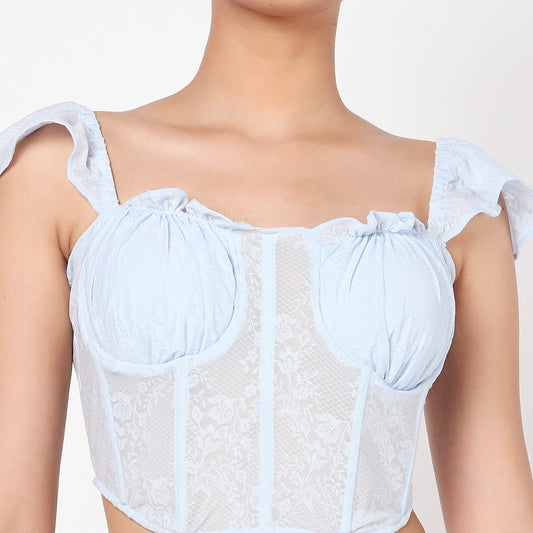 Blue Gabriel Lacey Corset Top