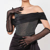 Black Rhinestone Corset Top With  Gloves