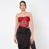 Bella Red Rhinestone Corset Top