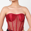Bella Red Rhinestone Corset Top