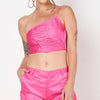 Pink Pleated Backless Co ord Set