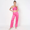 Pink Pleated Backless Co ord Set