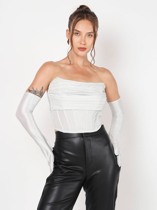 Silver Lining Corset Top With Gloves