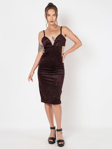 Purple Cut Out Rhinestone Dress
