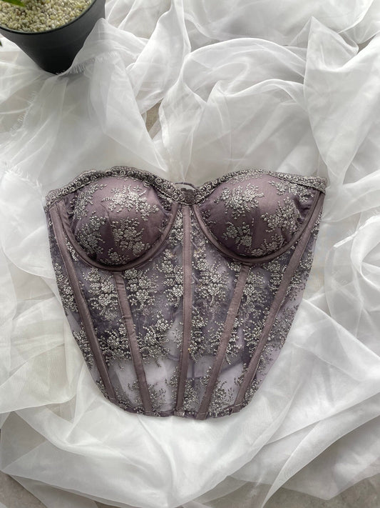 Grey lacey corset top