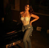 White rhinestone corset top