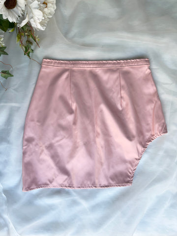 Pink leather skirt