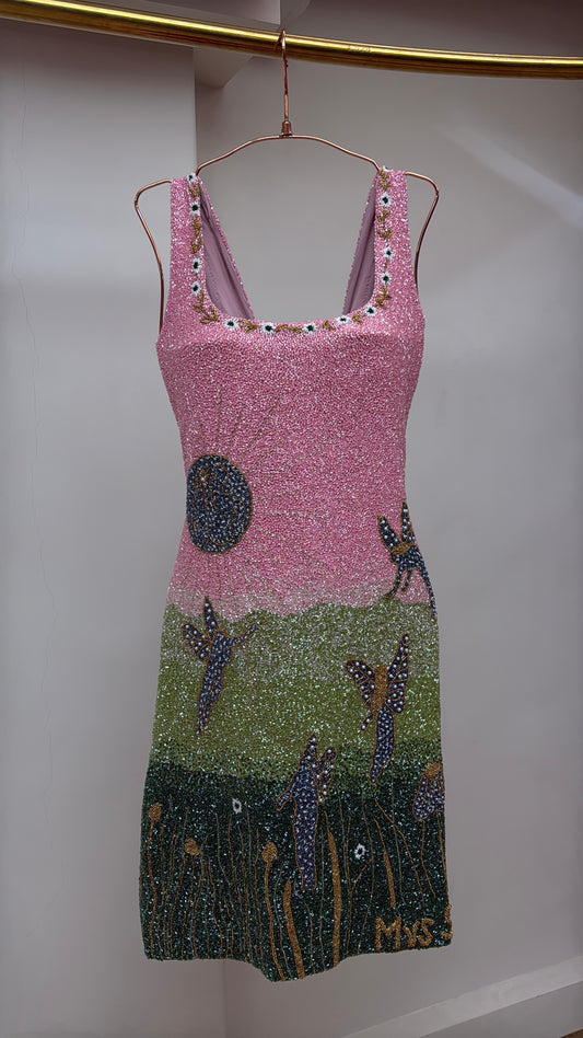 Strawberry Matcha Beaded Dress