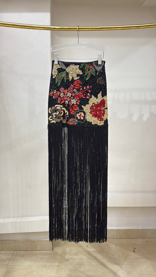 Midnight Garden Riot Fringe Skirt🌺