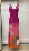 Sunset Mirage Tropical Beaded Column Gown