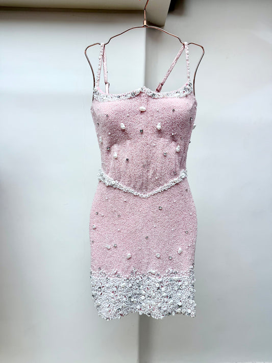 Blush Pearl Embellished Corset Dress