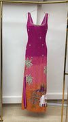Sunset Mirage Tropical Beaded Column Gown
