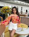Marble print corset top