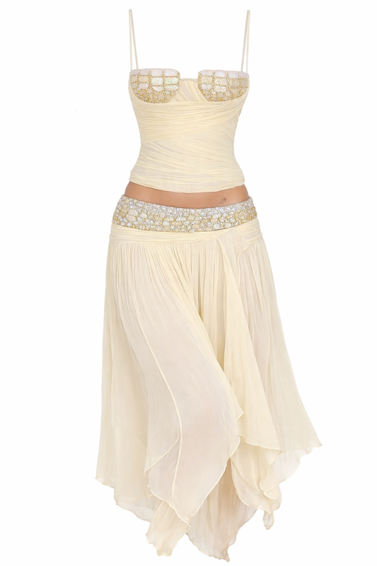Butter yellow summer CO-ORD Skirt and Top