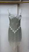 Silver Rose Afterparty Beaded Fringe Mini