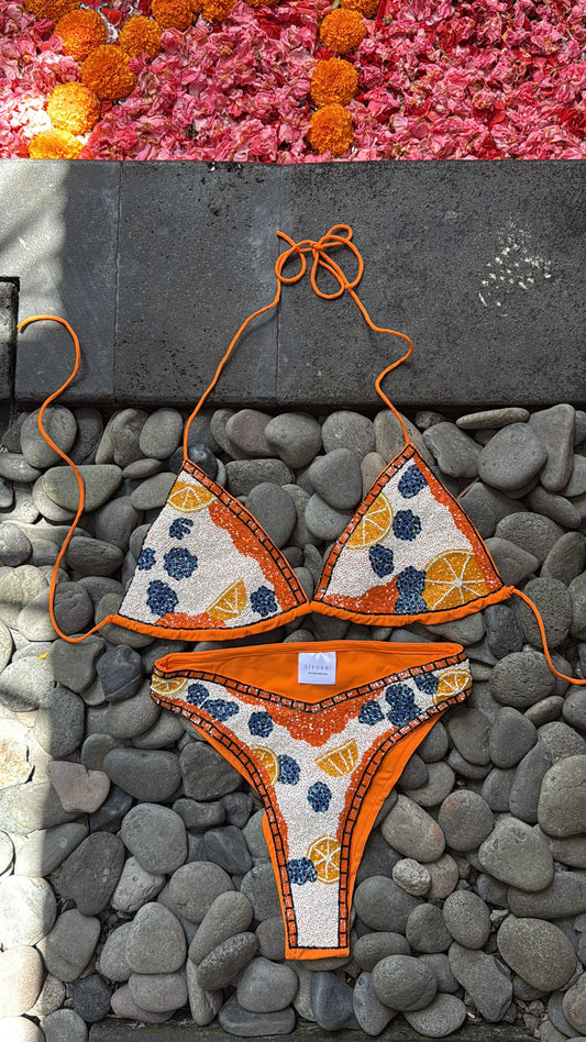 Orange Blueberry beaded bikini