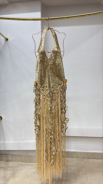 Gold Gatsby Halter Neck Dress