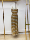 Gold & Ivory Wave Beaded Column Dress