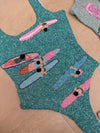 Turquoise Surf Beaded Swimwear