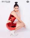 Red leather mirchi co ord set