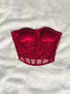 Red Ruby embellished corset top rhinestone