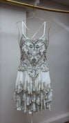 Snow Queen on Espresso Embellished White Ruffle Dress & Cape