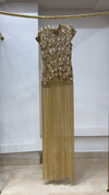 Gold Scalloped Beaded Fringe Gown