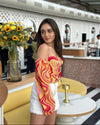 Marble print corset top