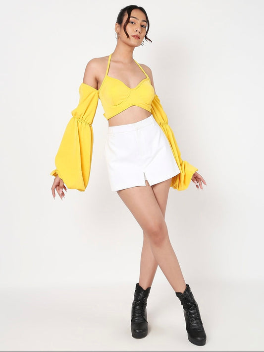 Yellow bell sleeves corset top