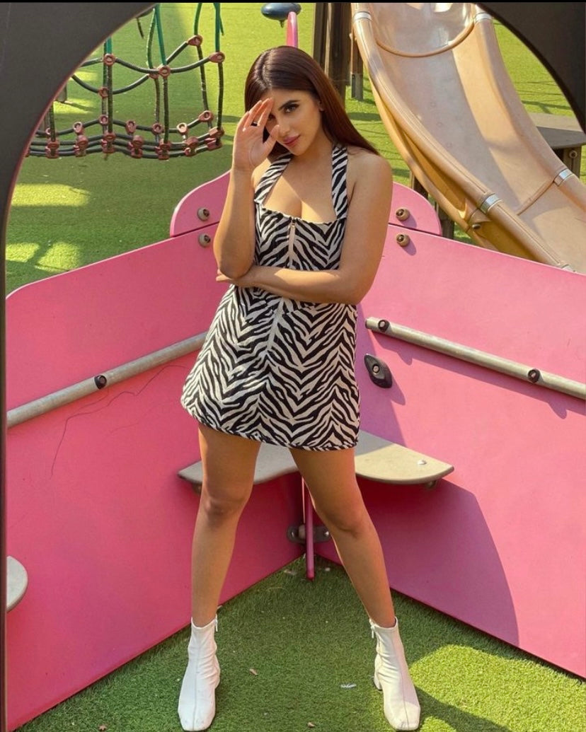 zebra corset dress Bardot Ashta Zebra Print Corset Mini Dress