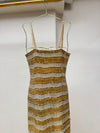 Gold & Ivory Wave Beaded Column Dress
