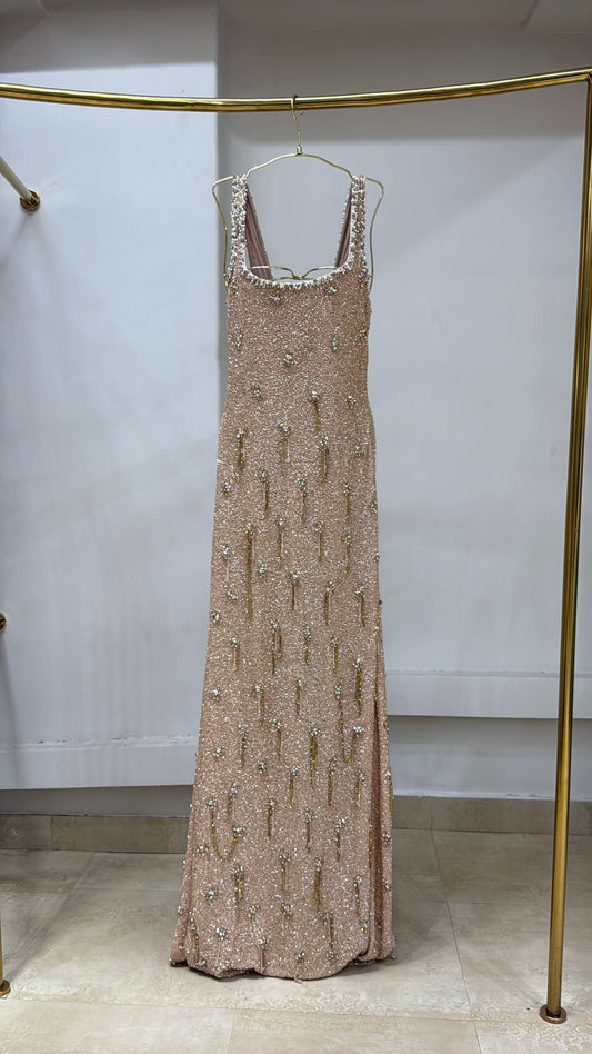 Champagne Stardust Pearl Gown
