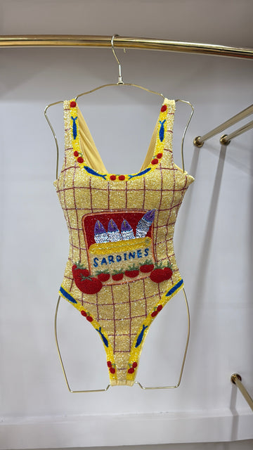 Sardine Butter Yellow beaded Swimwear