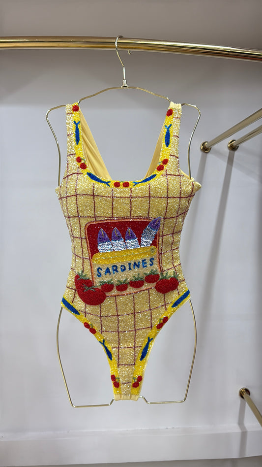 Sardine Butter Yellow beaded Swimwear