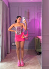 The Vogue Vanity in Purple leather V cut corset top