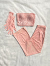 Adele fur Corset top and shimmer pants co-ord set