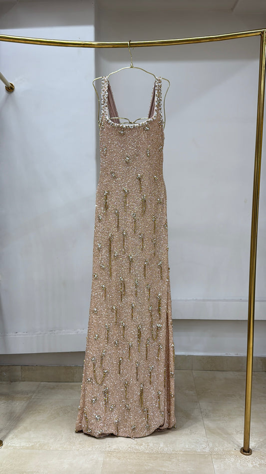 Champagne Stardust Pearl Gown
