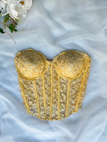 Yellow Lacey corset with straps