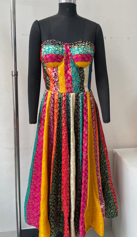 Rani Multicolor Brocade Corset Anarkali