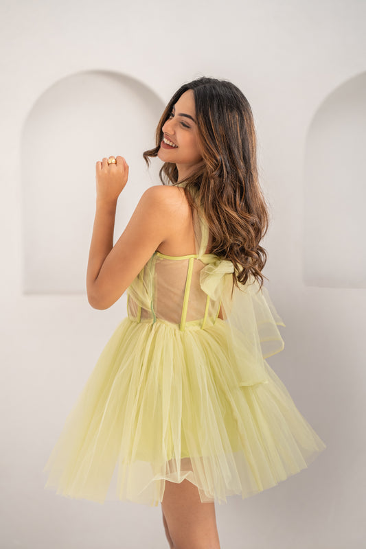 Ariel Green Corset Flare Dress