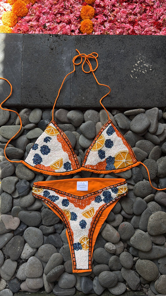 Orange Blueberry beaded bikini